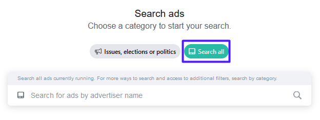 Facebook Ad Library search bar