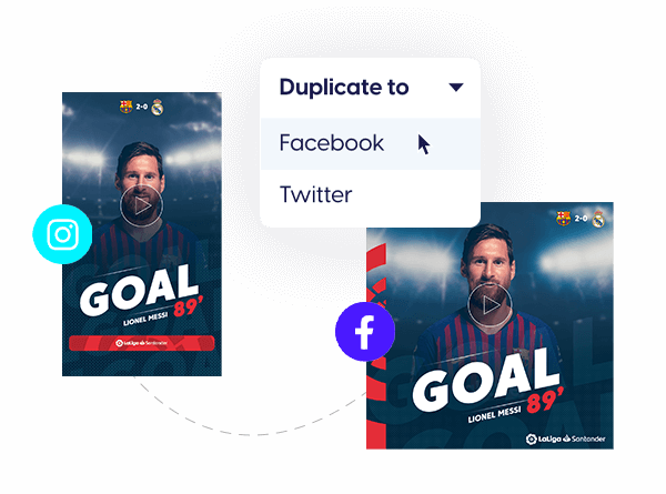 LaLiga football template with duplicate to multiple social media sizes feature