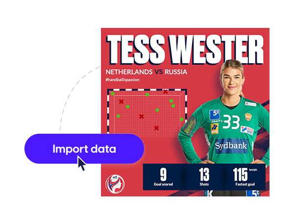 EHF sports social media template with data import