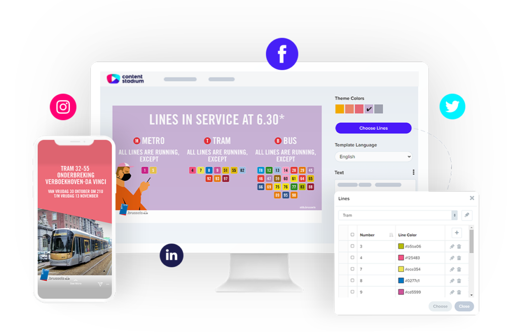 STIB-MIVB social media templates in the Content Stadium platform