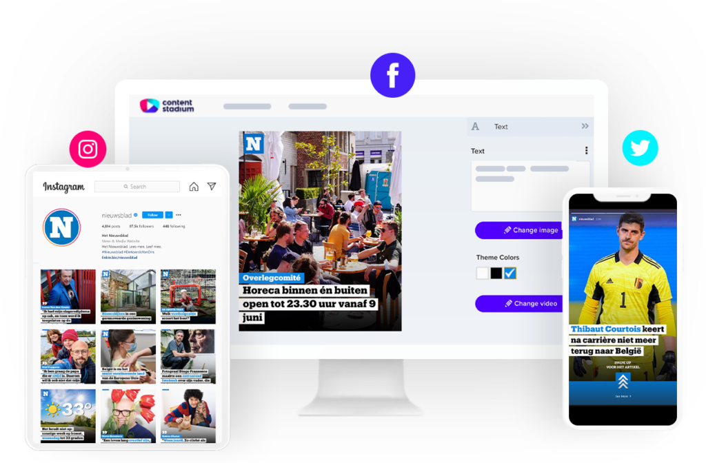 Het Nieuwsblad social media content and templates in the Content Stadium platform