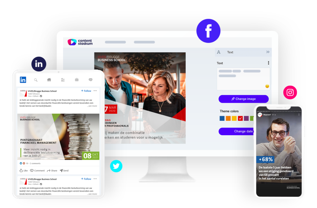 Brugge Business School social media content created using Content Stadium CREATE templates