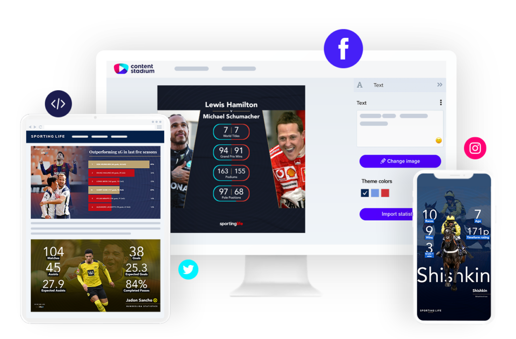 Sporting Life sports social media content in the Content Stadium CREATE tool