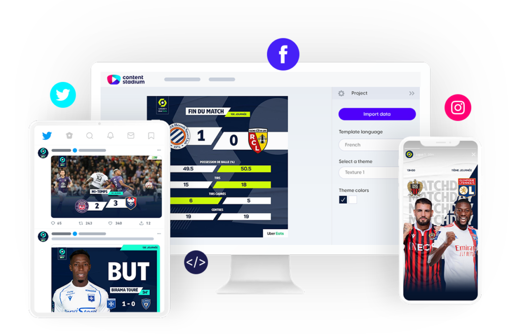 LFP's Ligue 1 and Ligue 2 social media content and templates in Content Stadium