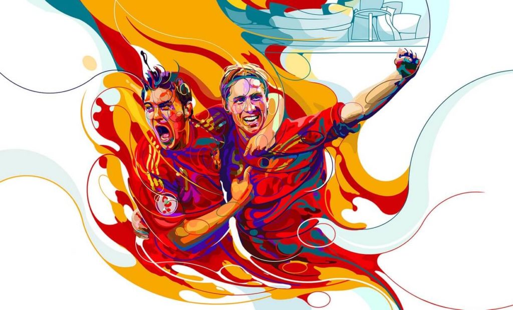 Illustration of two sportsmen by Martin Sati, one of the design trends for 2022