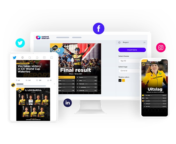 Team Jumbo-Visma social media content creation in the Content Stadium software