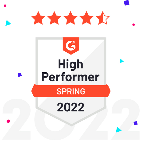G2 High Performer badge and ratings for content creation software
