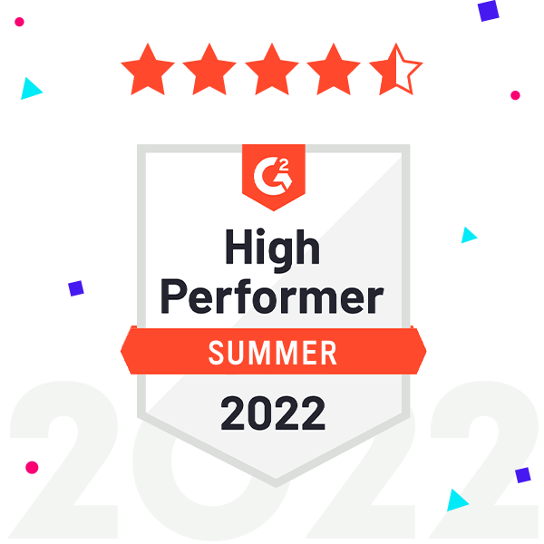 G2 Summer 2022 High Performer badge and 4.7/5 user rating for content creation software