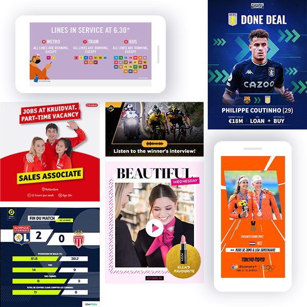 Examples of branded social media template designs from Content Stadium clients.