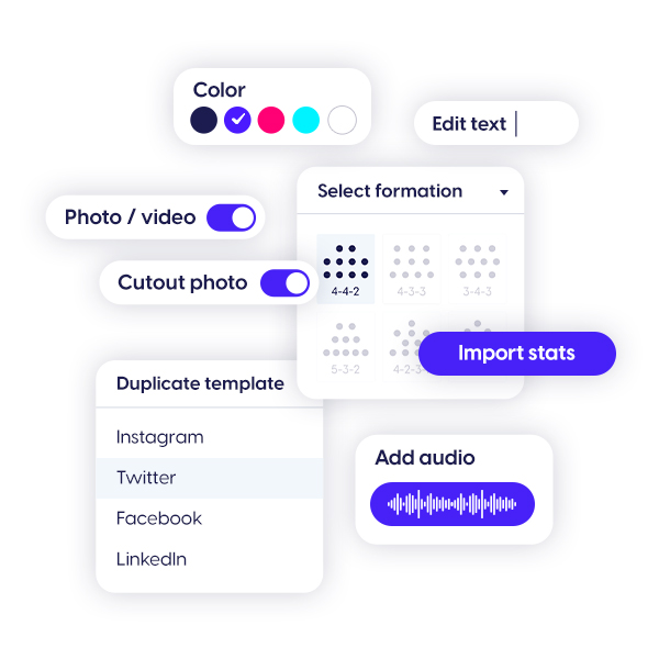 Example of template functionalities available in the Content Stadium content creation tool.