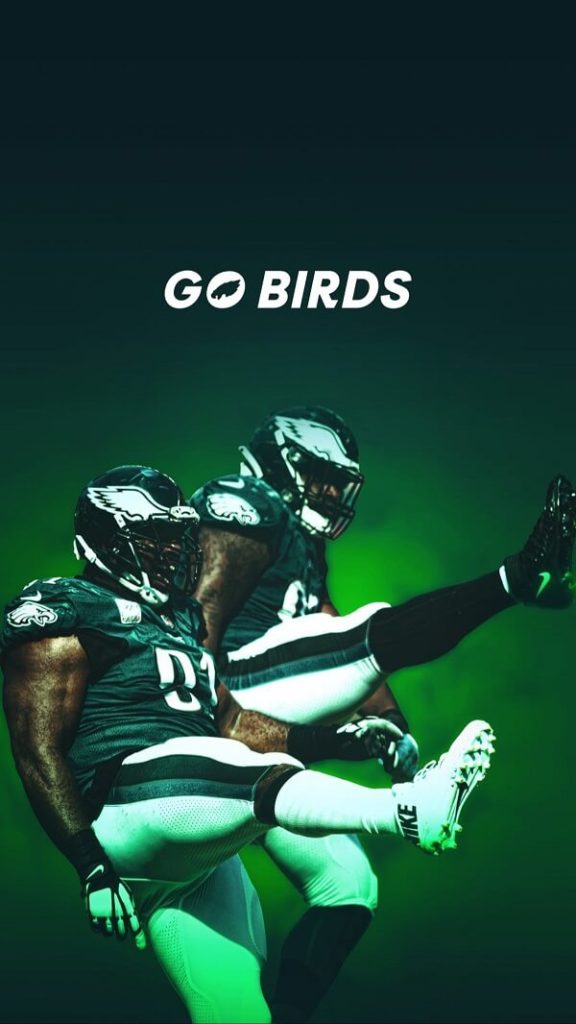 Two American football players on a green background, part of the Eagles' Wallpaper Wednesday series on Instagram