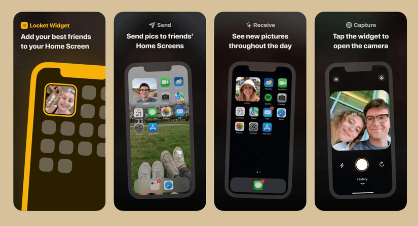 A step-by-step of how Locket works, including adding friends to your home screen and sending photos to friends