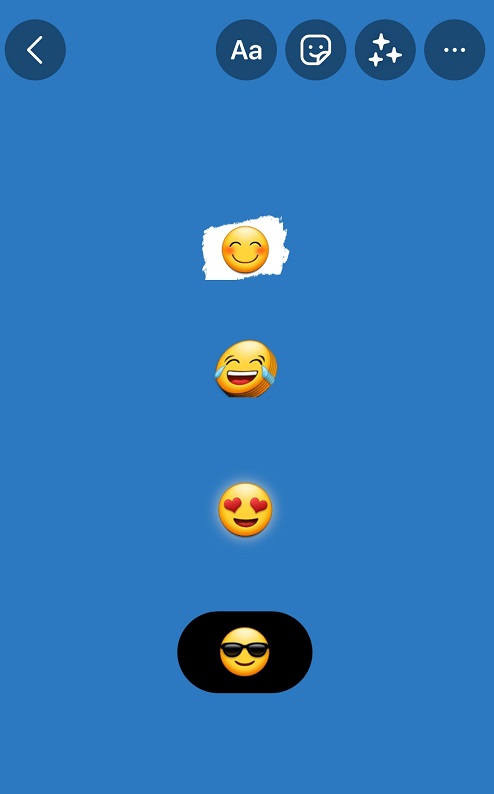 Instagram Story with emojis on different backgrounds