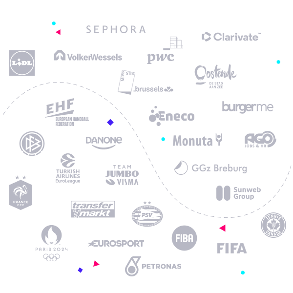 Logos of Content Stadium clients, including Lidl, DFB, EHF, PwC, SEPHORA, Eurosport and more