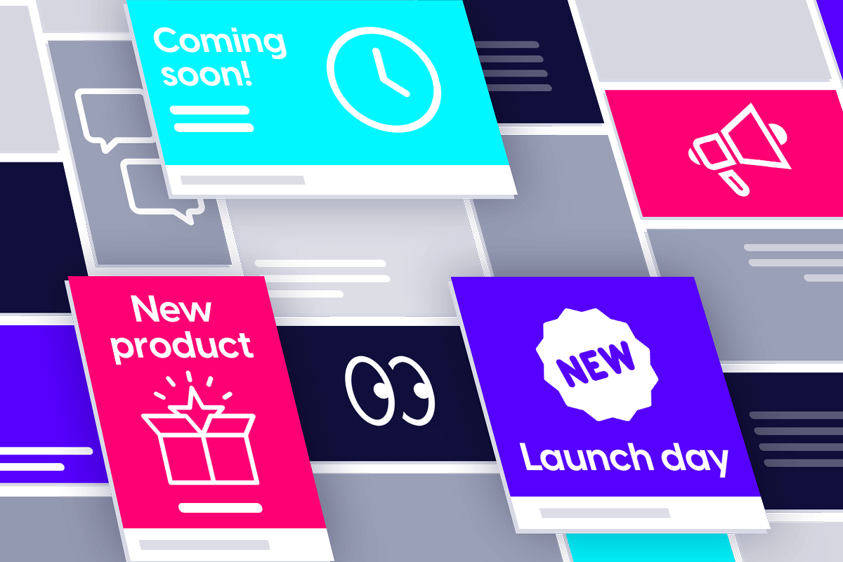 A collection of product launch social media posts examples.