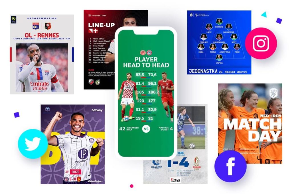 Football social media posts and content examples from different clubs, leagues, and teams.