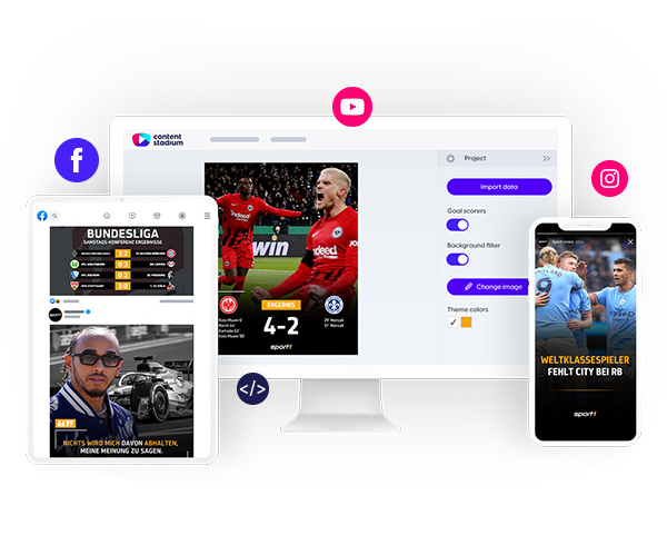 Sport1's Content Stadium account and digital content created using Content Stadium