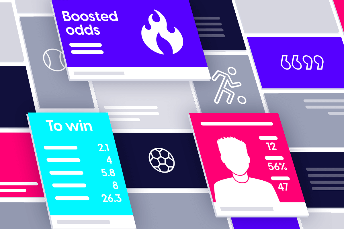 Sports betting social media post examples, including boosted odds post idea and sports graphics.