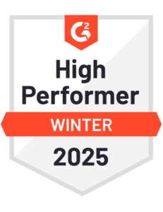 G2 Winter 2025 High Performer and Users Love Us badges, plus 4.7/5 user rating for content creation software